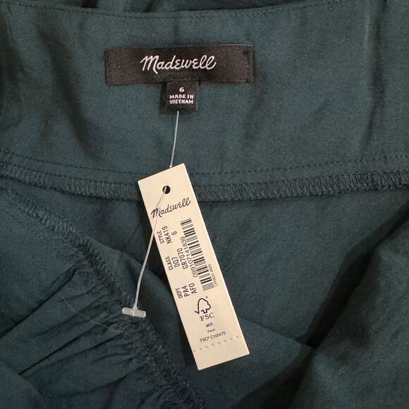 MADEWELL The Layton Midi Slip Dress Size 6 NEW Ancient Forest Green Drapey  NWT - Picture 7 of 11